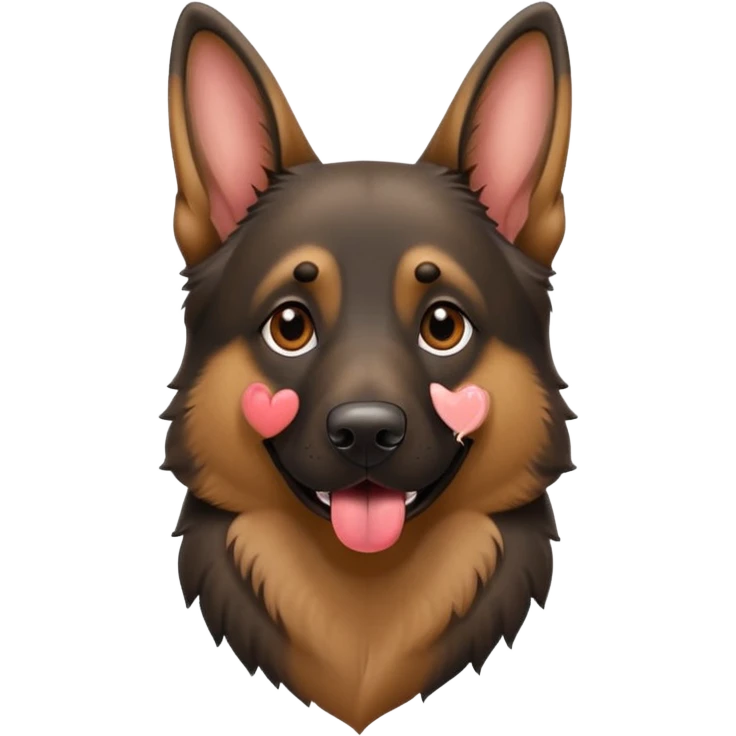 cartoon style dark German Shepherd dog with its tongue hanging out long emoji