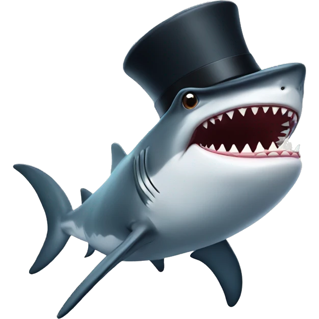 Shark with a top hat emoji