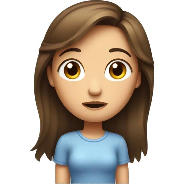 Girl with brown hair giving side eye and scratching head emoji