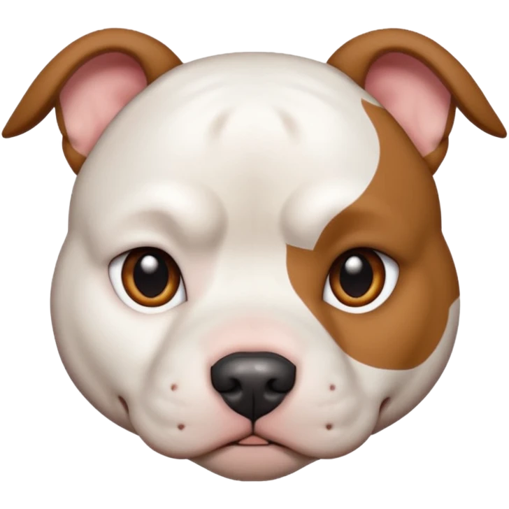 white pitbull face, brown patch over left eye emoji