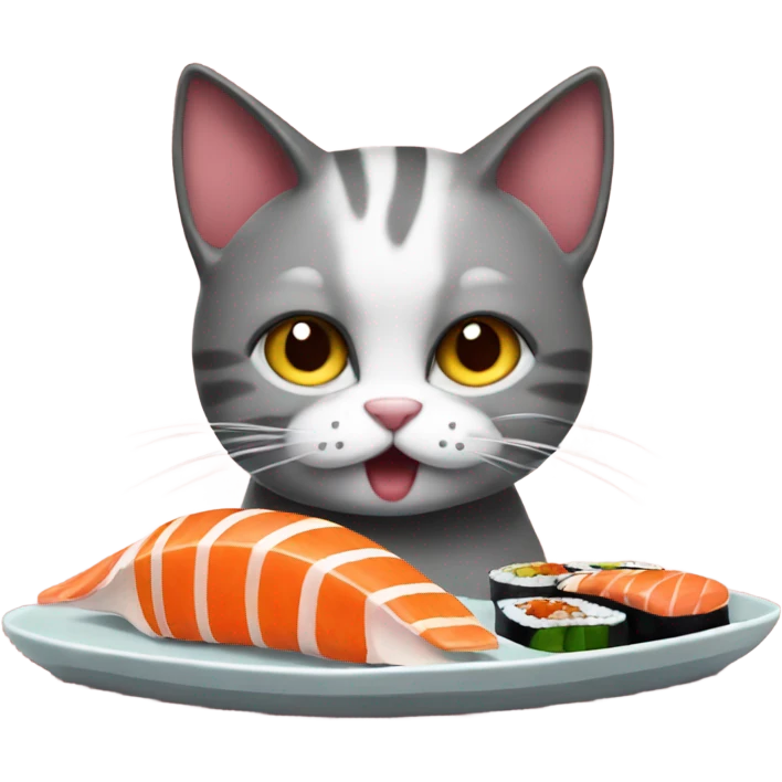 santa cat eating sushi emoji