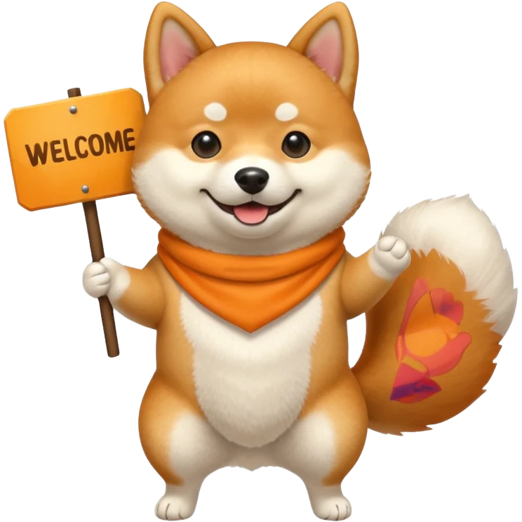 shiba holds welcome sign emoji