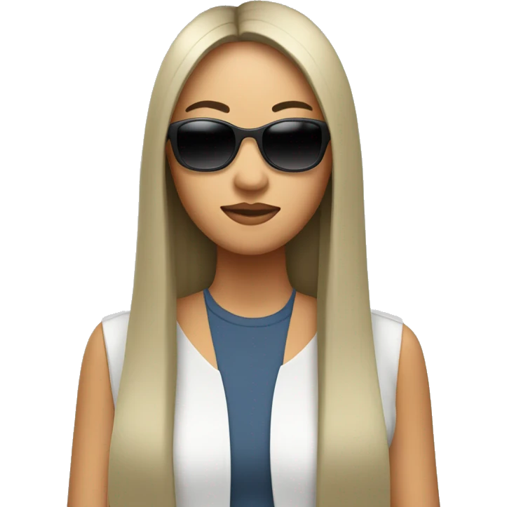 An Asian woman with long straight hair wearing sunglasses emoji