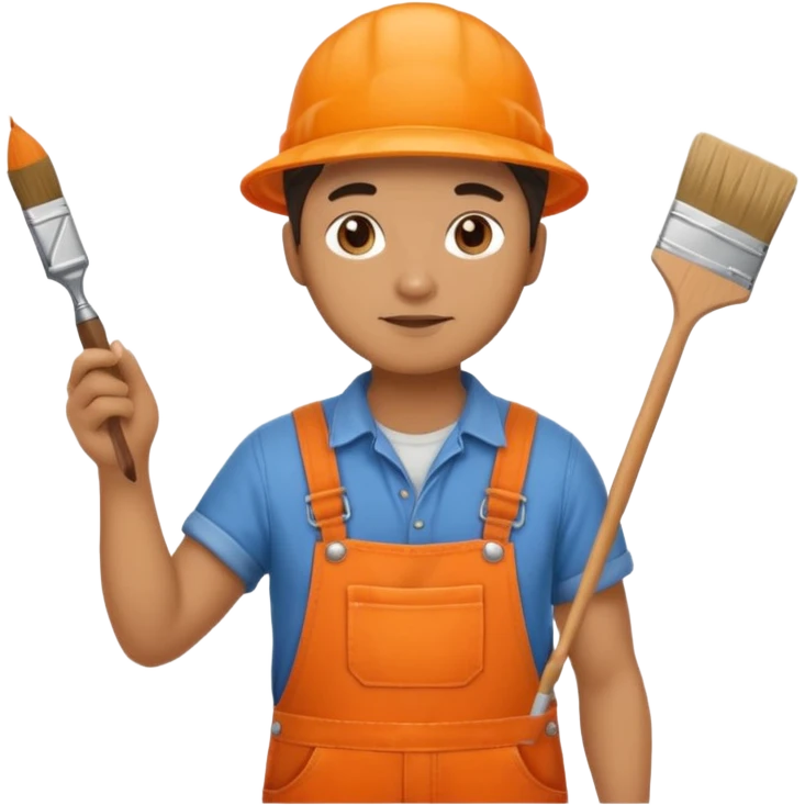 painter in orange overalls standing emoji