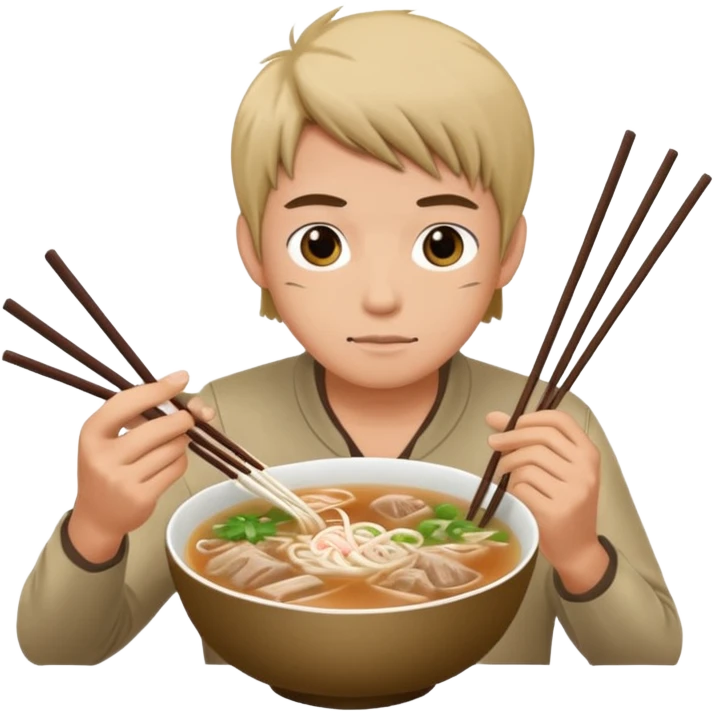 can you generate me a avatar of a male eating a bowl of pho? make it more anime emoji