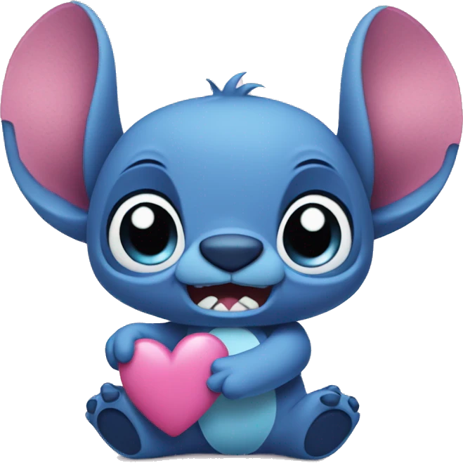 stitch with a pink heart in his hand emoji