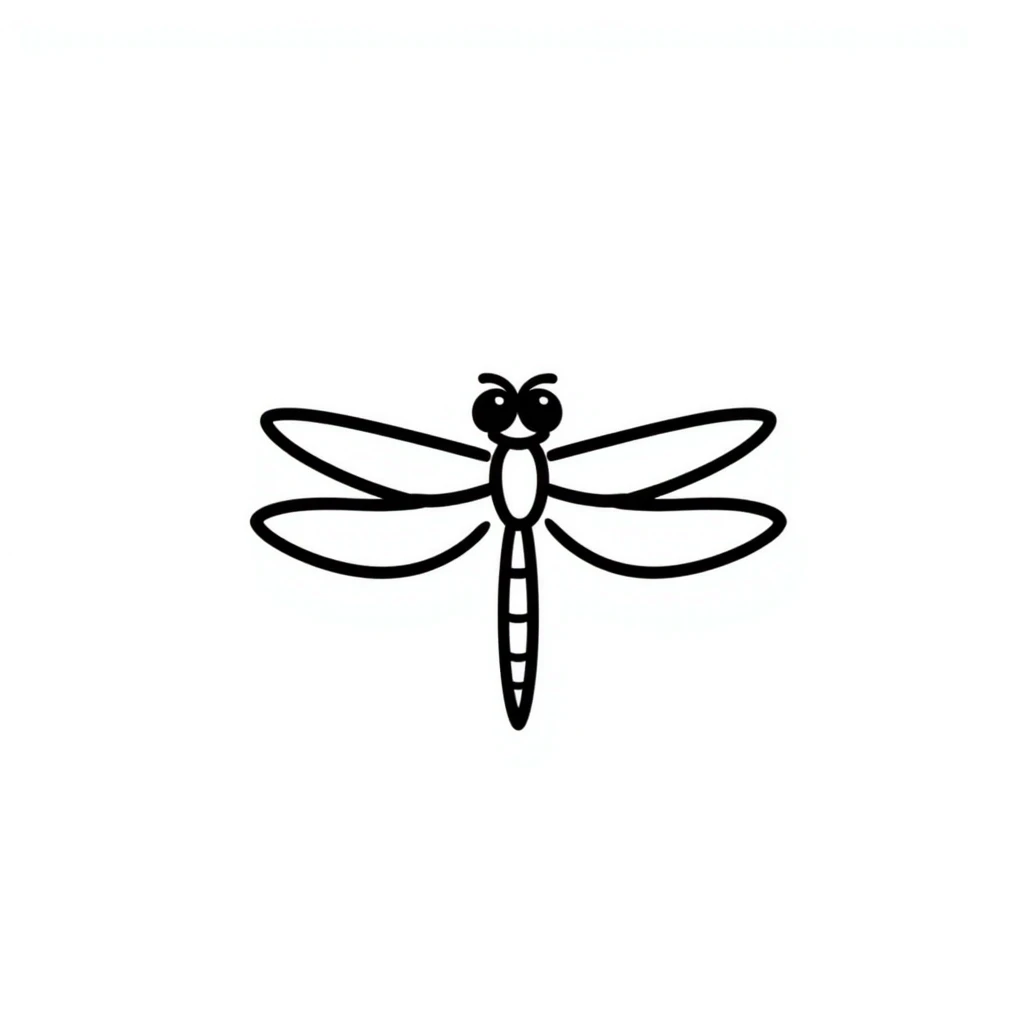 dragonfly, hand drawn, sketch style, simple lines emoji