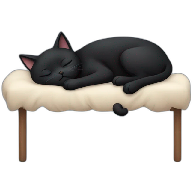 A sleeping black cat emoji