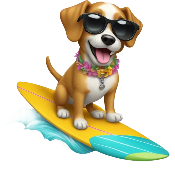 An emoji of a dog surfing emoji