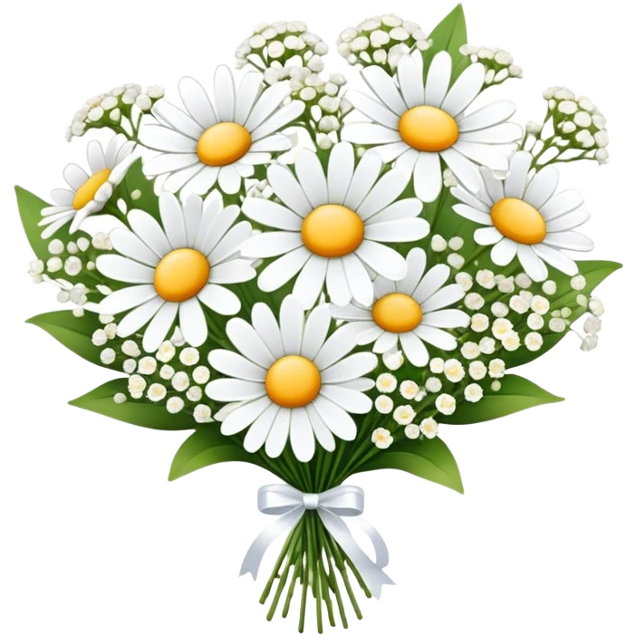 daisy and babies breath bouquet  emoji