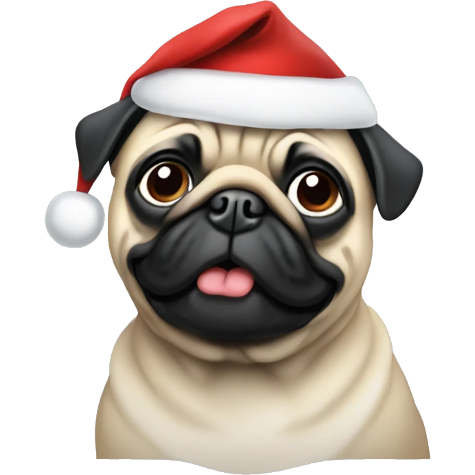 Pug with a Santa hat  emoji