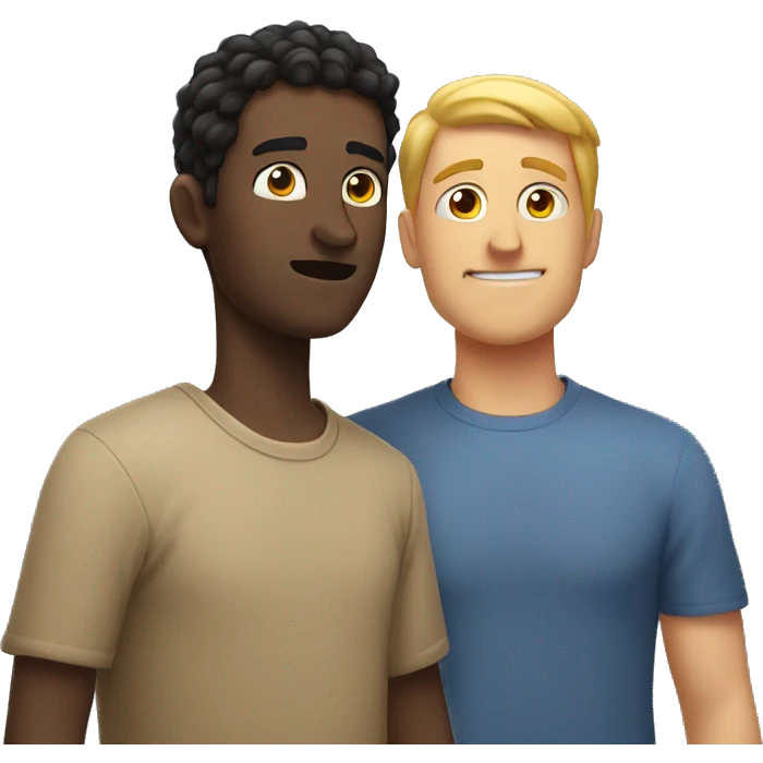 Guy standing over the shoulder of another guy breathing heavily emoji