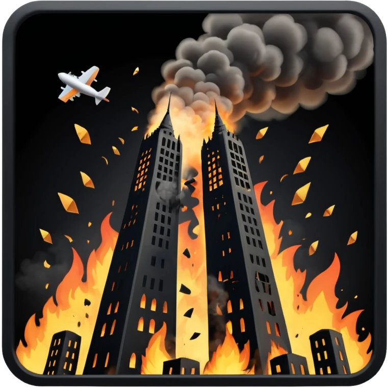 İkiz kulelere uçak çarpıyor emoji