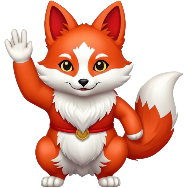 Kitsune waving hello emoji