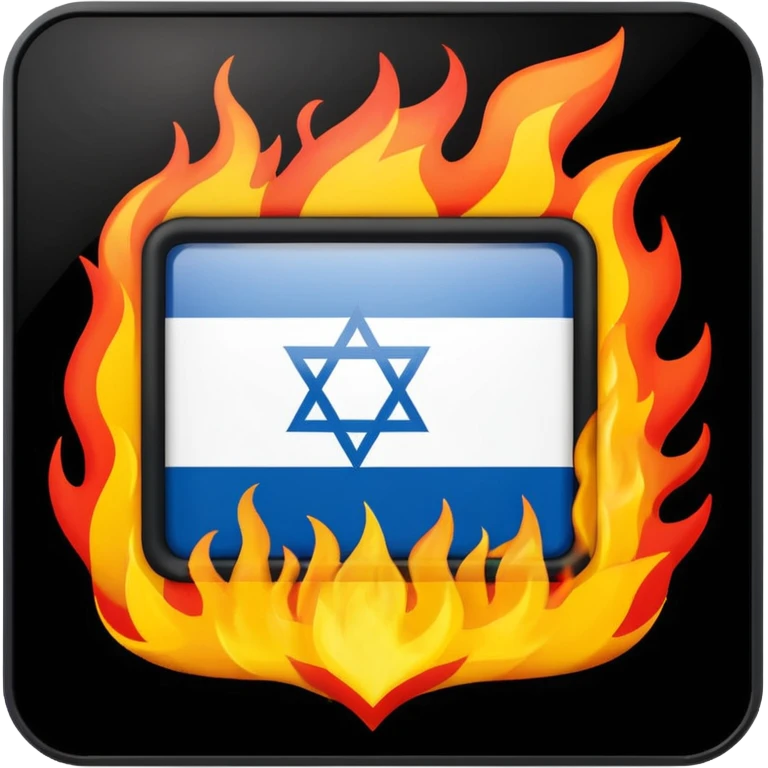 اسرائیل درحال آتیش گرفتن پرچم emoji