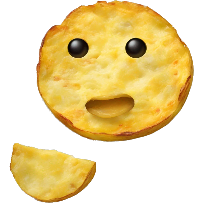 Spanish potato omelette on a round white plate emoji