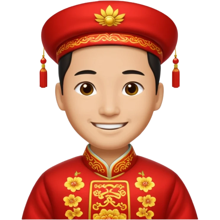 Chinese groom, traditional, culture of chinese, smiley on face. emoji