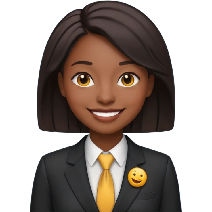 black woman in a smart suit and shoes, standing modern business attire emoji style emoji