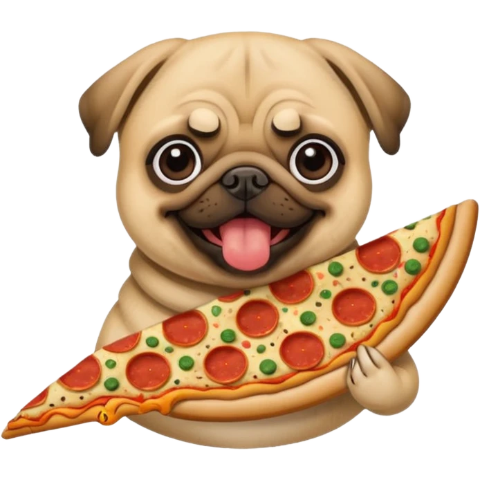 Pug eating pizza emoji