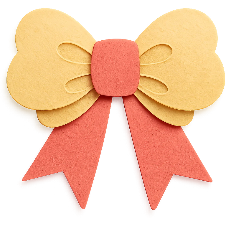 fluffy bow, layered paper look emoji