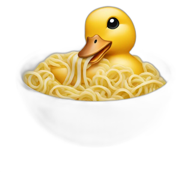 Duck eating noodles emoji