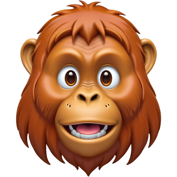 Cinematic Comical Orangutan Portrait Emoji, Head tilted dramatically with an exaggeratedly shocked expression, featuring a robust, animated face with wide, comically expressive eyes full of humorous disbelief, Simplified yet hilariously expressive features, highly detailed, glowing with a slightly sassy glow, high shine, dramatic yet playful, stylized with an air of quirky jungle attitude, soft glowing outline, capturing the essence of a meme-worthy orangutan that looks ready to side-eye its way into viral fame! emoji