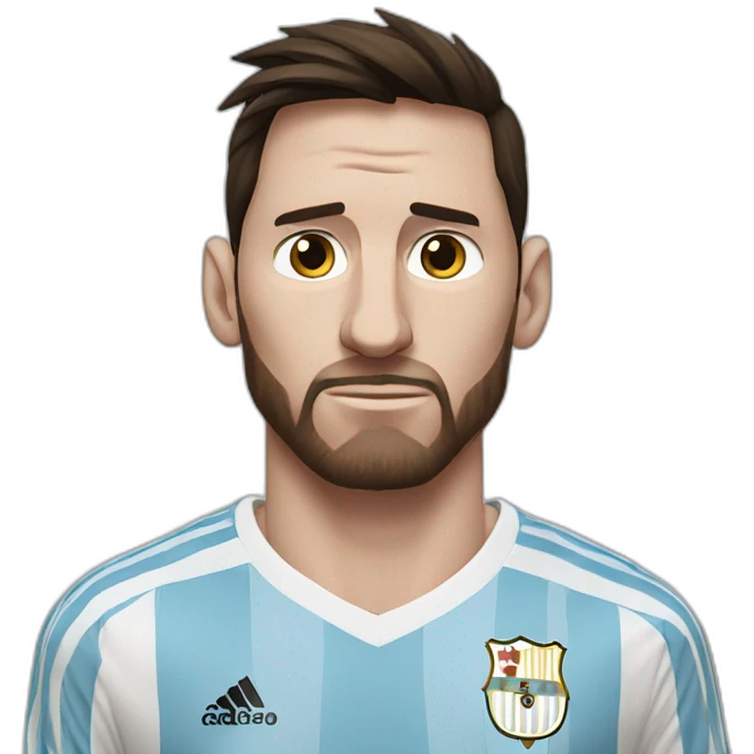 Messi With a look of sadness and loneliness in the clothes of the Argentine national team emoji