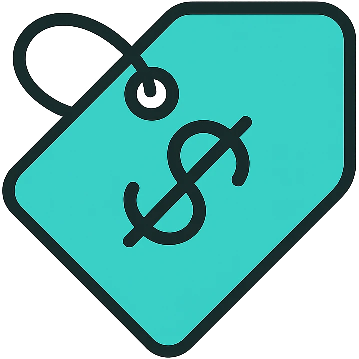 turquoise price tag icon, clean and professional emoji