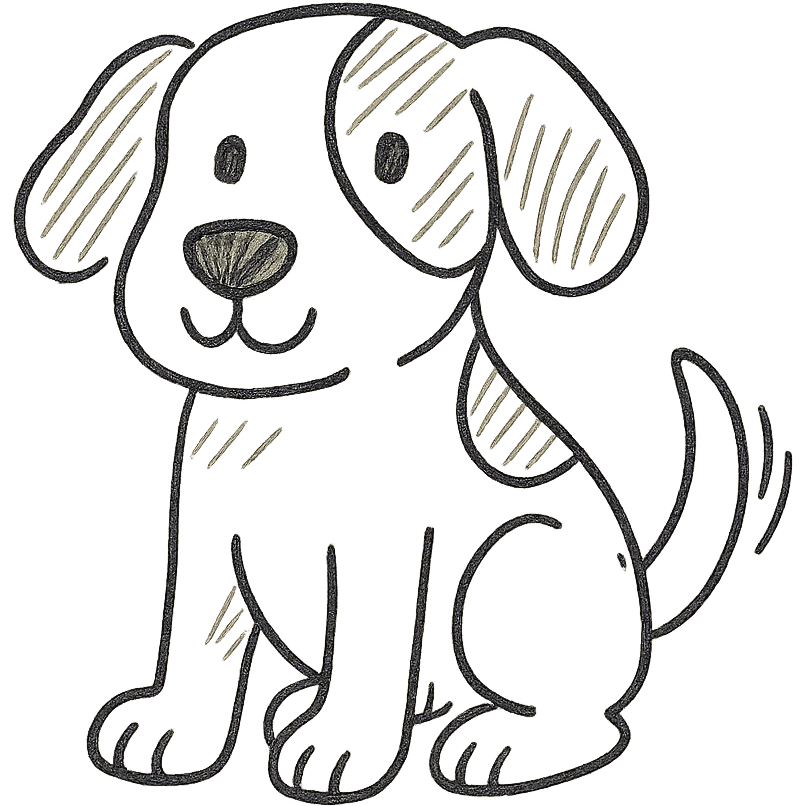 brown and white cartoon dog hand drawn outlined icon emoji