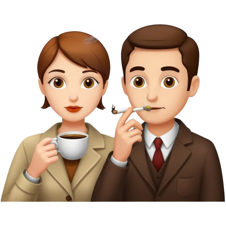 Bestfriends drinking coffe and smoking  emoji