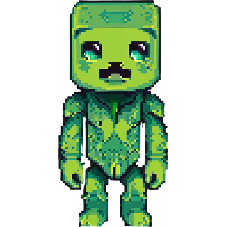 Minecraft Creeper with slightly chibi proportions in pixel art style emoji