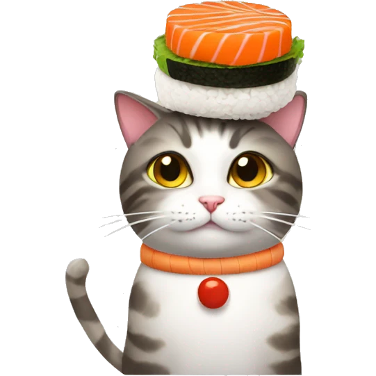 cat wearing sushi as a hat emoji