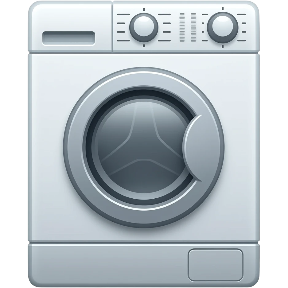 An extremely flat and simplified open washing machine is facing forward. emoji