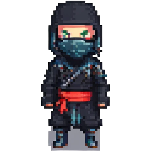pixel art masked ninja emoji