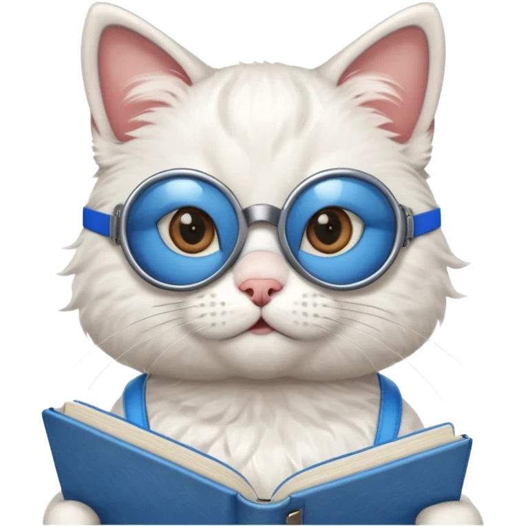funny cat with planner with blue goggles emoji