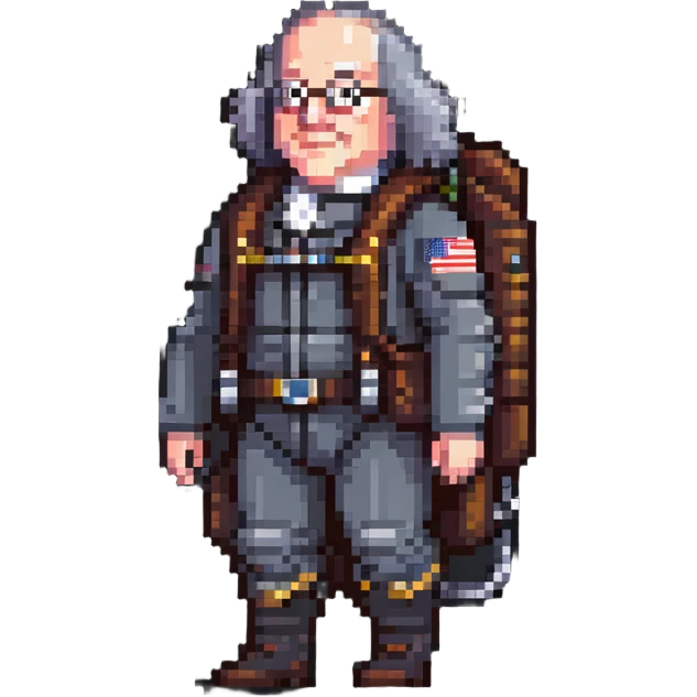 Ben Franklin wearing a jetpack emoji