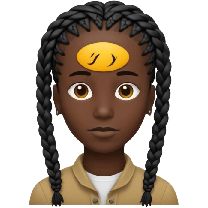 silhouette of a head with braided dreadlocks emoji