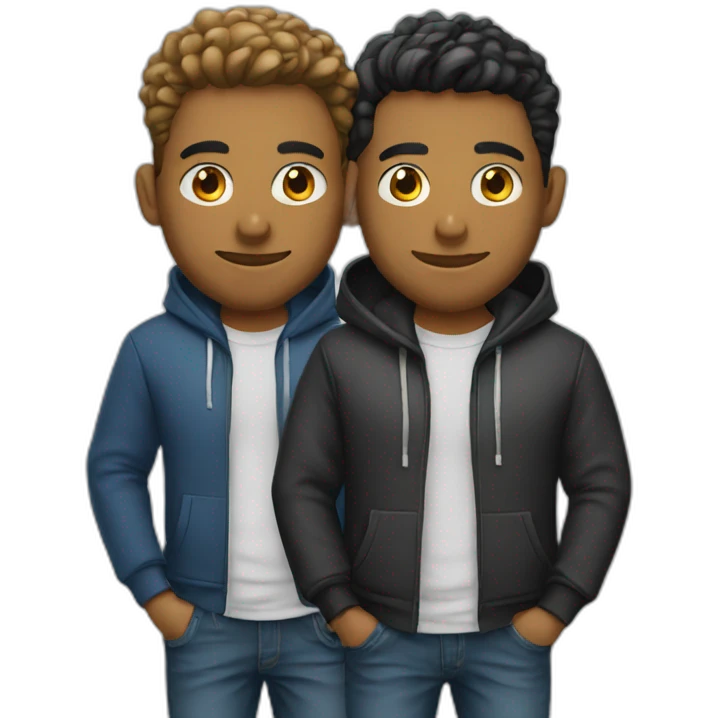 two it guys with hoodie emoji