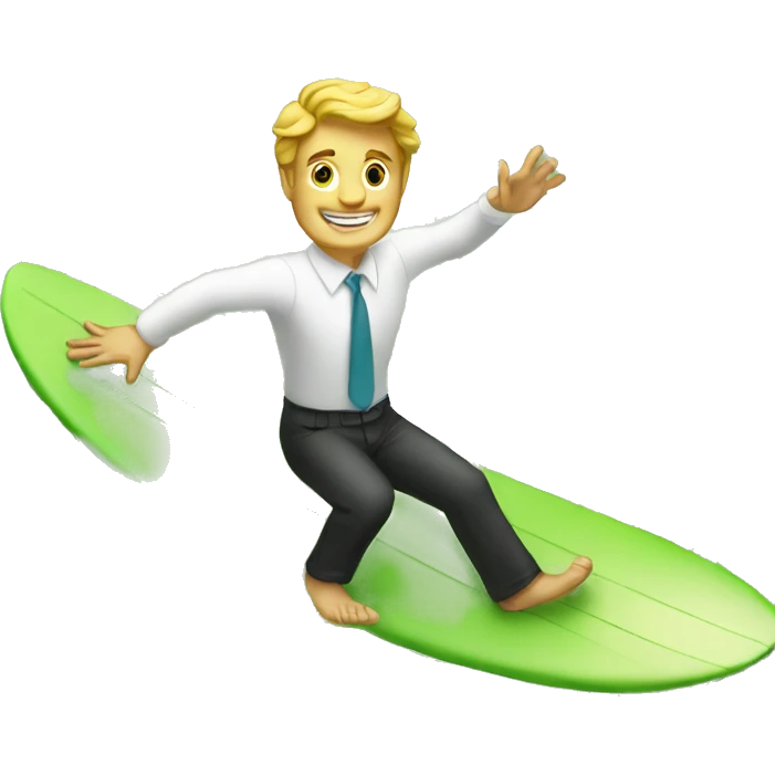 Rich guy surfing on wave of dollars emoji