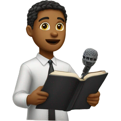 Young Jehovah Witness Preaching at Podium with Bible and Microphone emoji