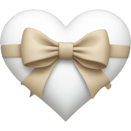 white heart with beige bow emoji