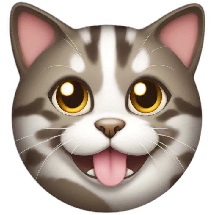Dark brown and white Tabby Cat playing with a ball emoji