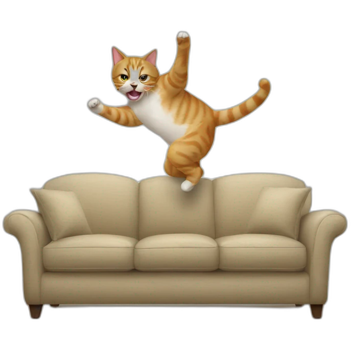 Cat fighting with a sofa emoji