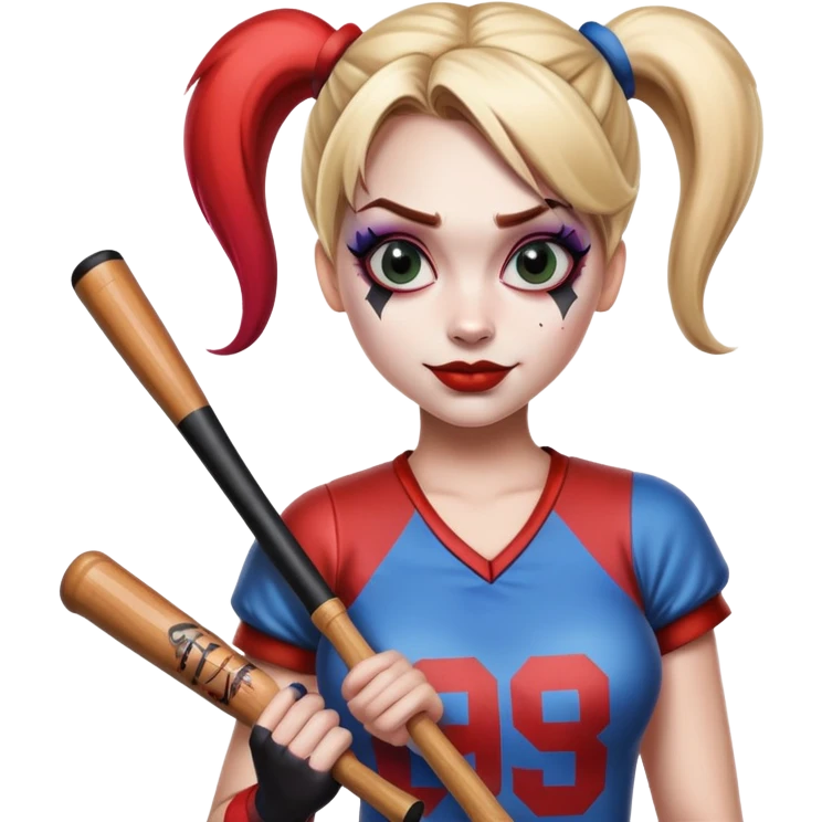 Harley Quinn with a baseball bat emoji