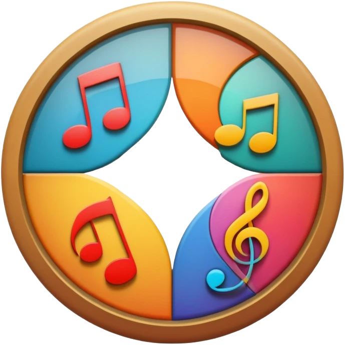 Circle divided into 4 segments with icon hints of visual, musical, theatrical, and literary arts emoji