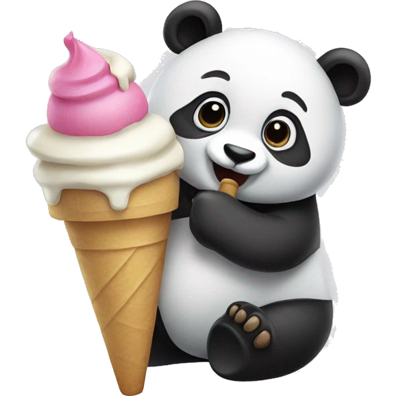Panda eating ice cream emoji
