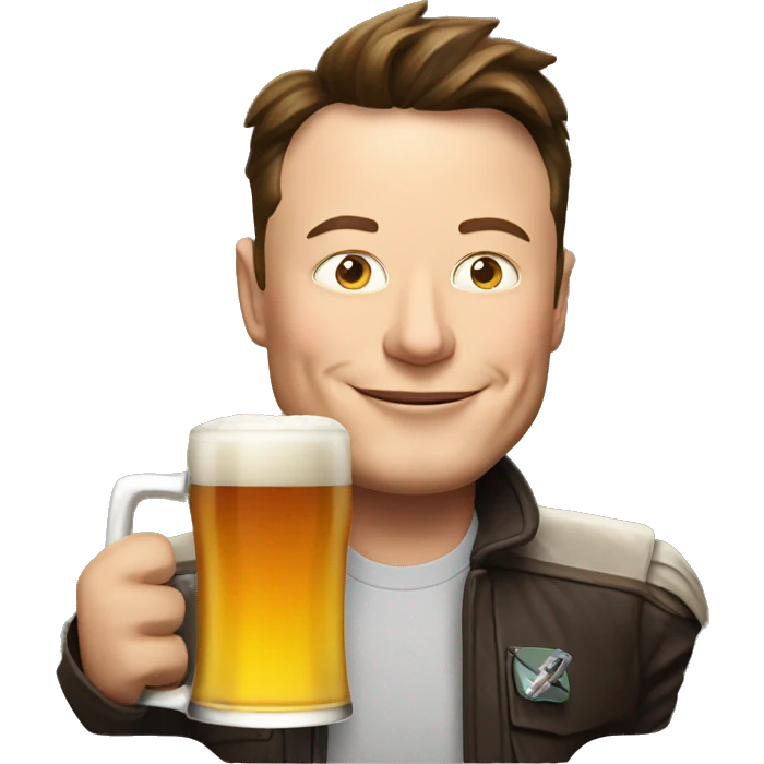 elon musk with a beer emoji