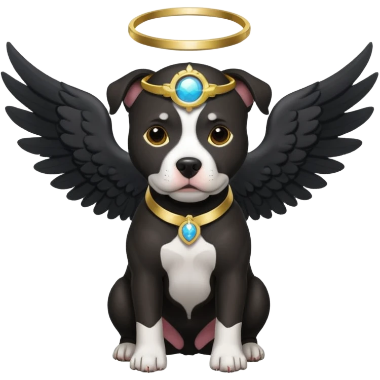 Black pitbull with wings and halo emoji