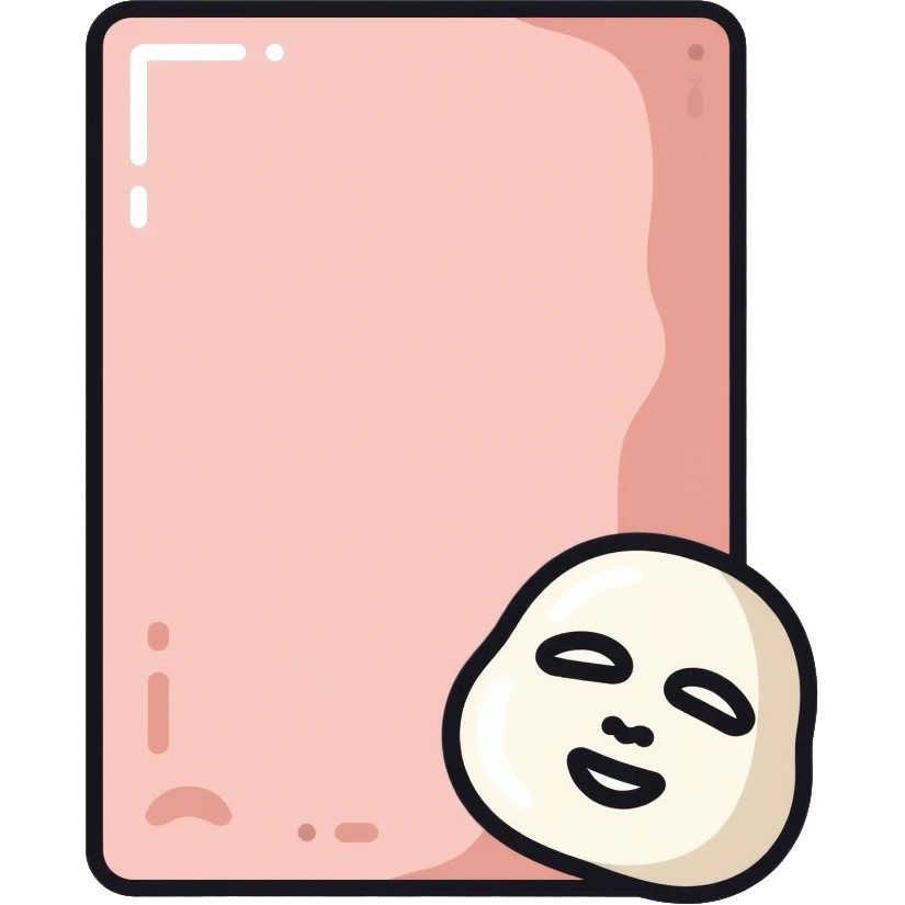 Face mask sheet, minimalist, rounded, soft pastel colors, SOS skin care emoji