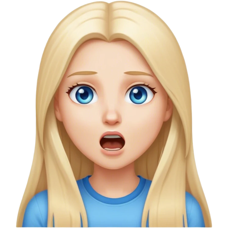 beautiful white girl with long straight blonde hair blue eyes dreaming yelling emoji